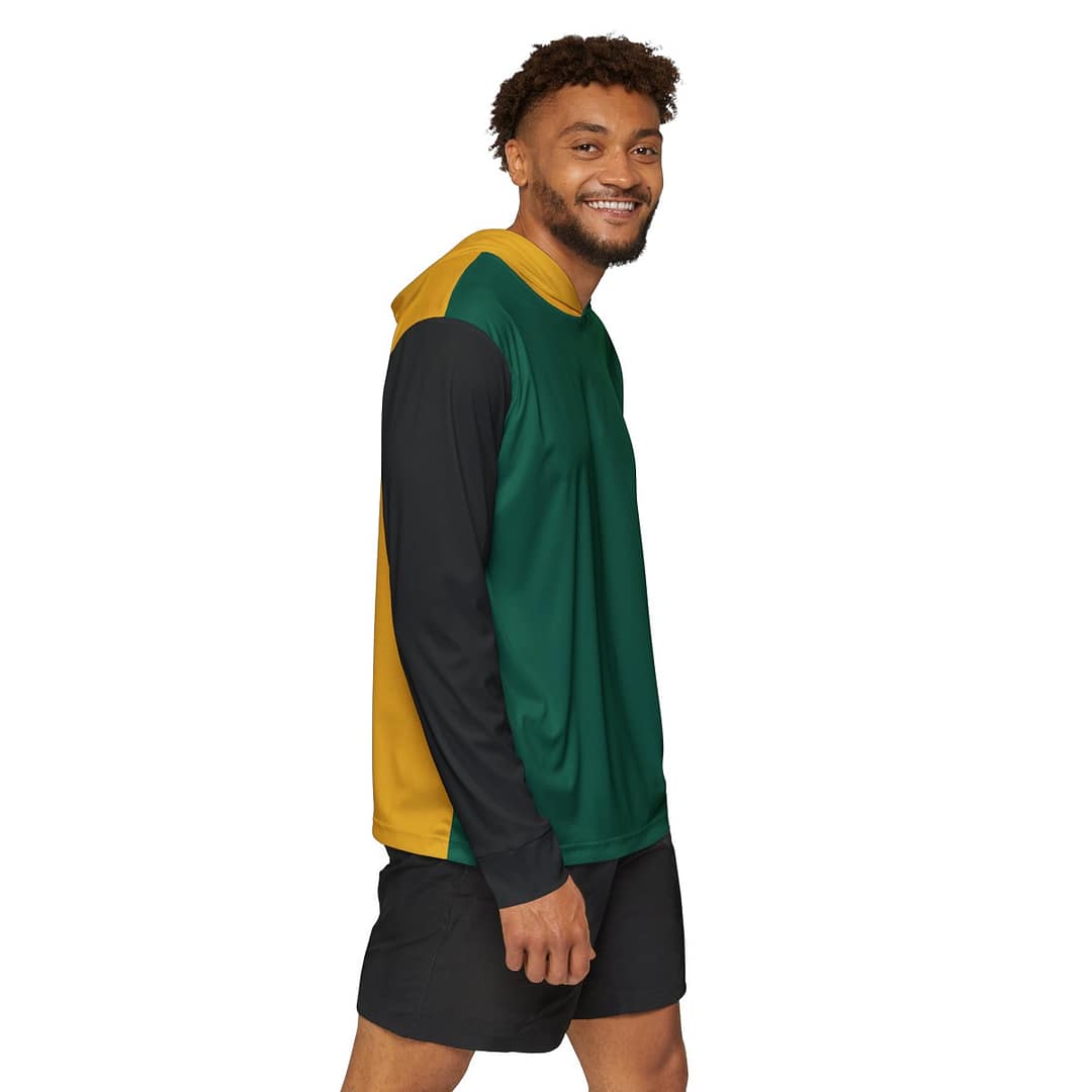 Men's Warmup Hoodie - Green, Gold, and Black - Image 5