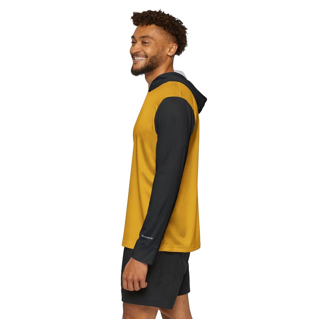 Men's Warmup Hoodie - Black, Gold, and Black - Image 4