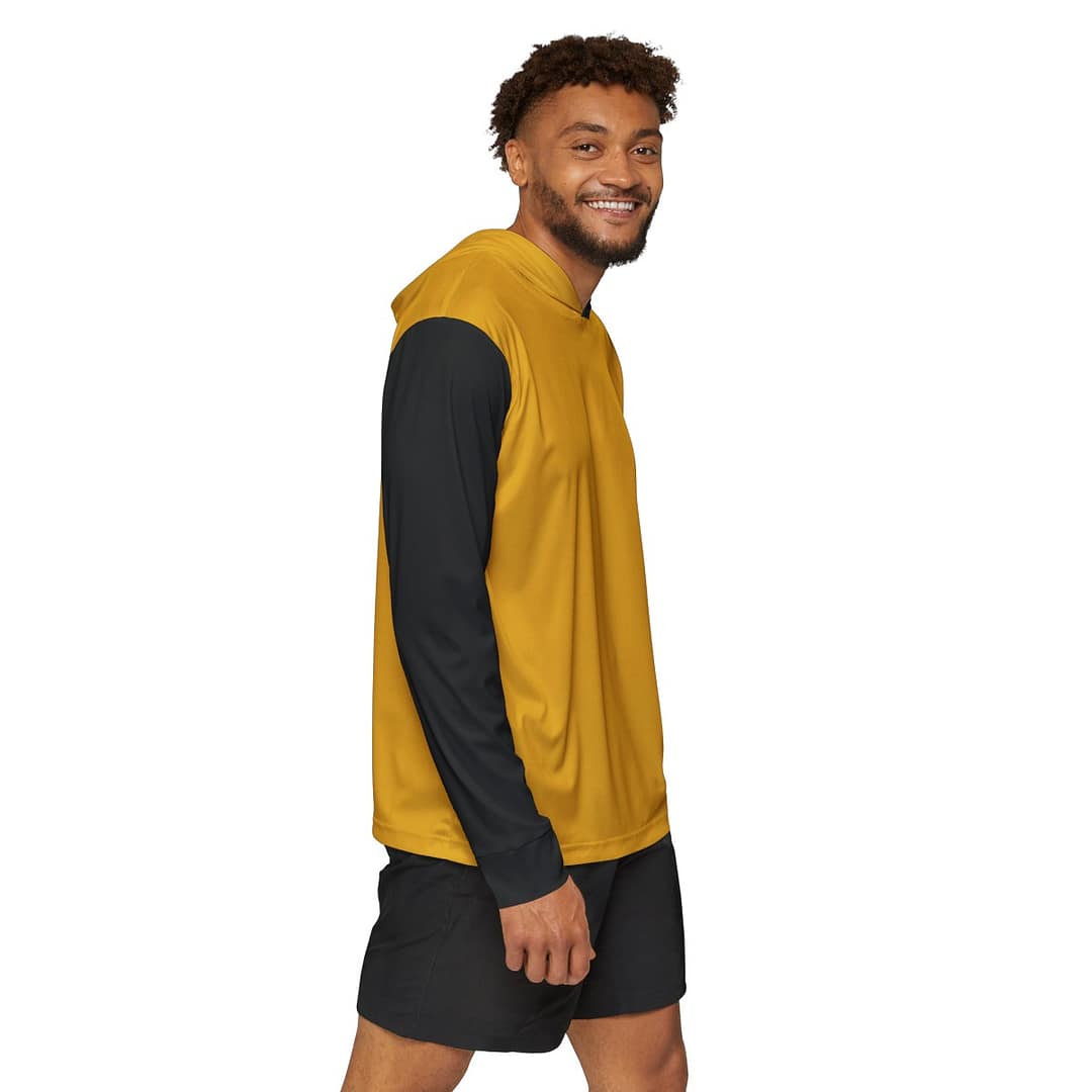 Men's Warmup Hoodie - Black, Gold, and Black - Image 5