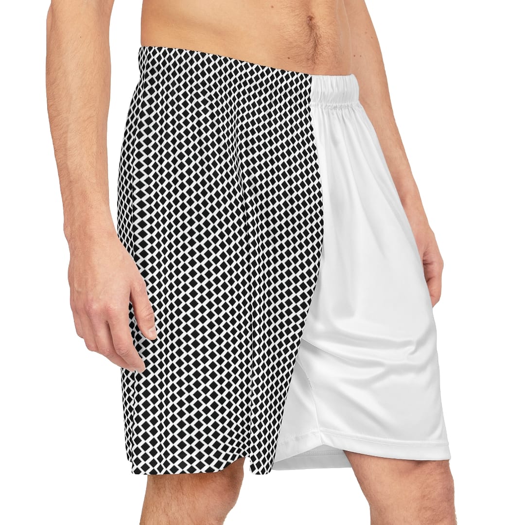 Basketball Shorts - Black Diamonds on White - Image 4