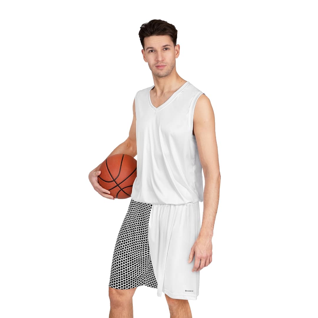 Basketball Shorts - Black Diamonds on White - Image 5