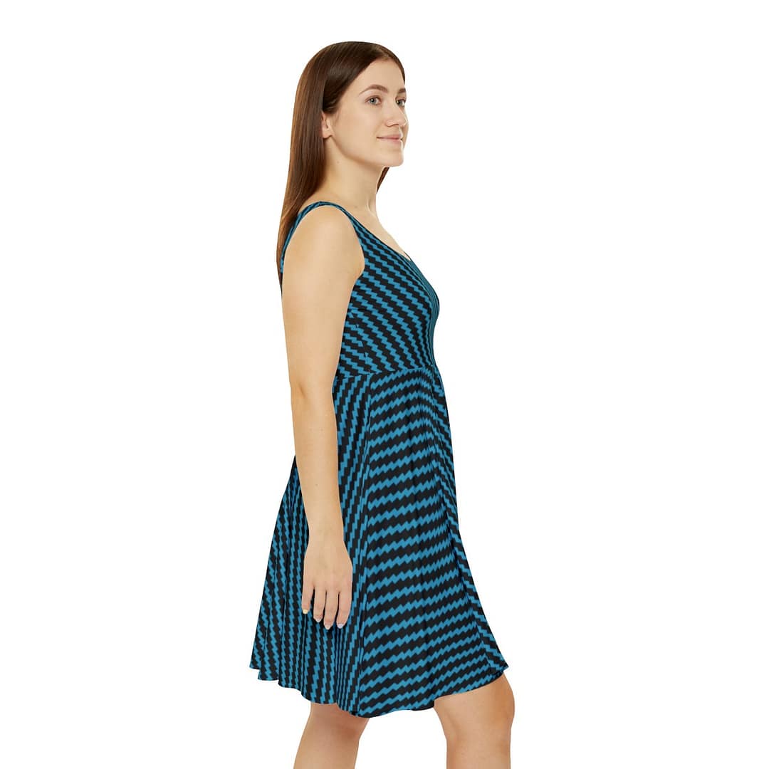 Skater Dress - Black Zag on Turquoise - Image 4