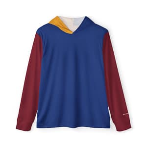 Men's Warmup Hoodie - Blue, Gold, and Flatiron Red