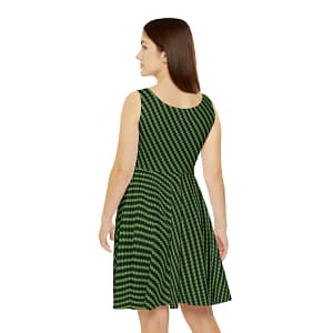 Skater Dress - Black Zag on Green